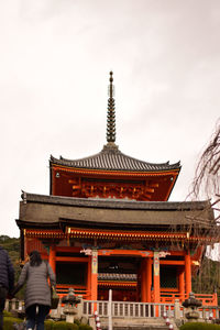 Low angle view of pagoda against sky