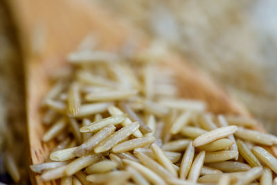 Close-up of wheat on table