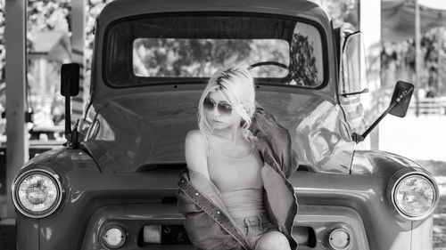 Farm girl and a old truck