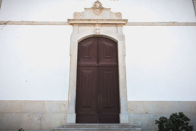 Closed door of building