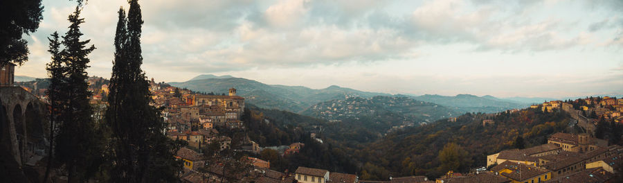 Panoramic view of townscape against sky