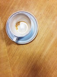 High angle view of coffee on table