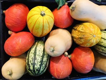 Full frame shot of pumpkins in market