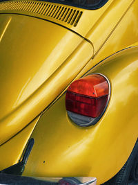 High angle view of yellow car