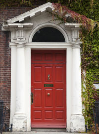 Red door of building