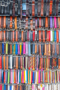 Colorful belts on a street market