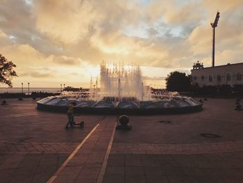 View of city at sunset