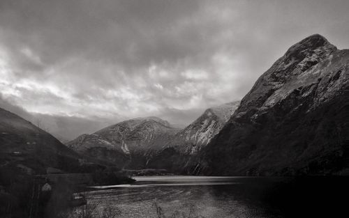 View of mountain against cloudy sky