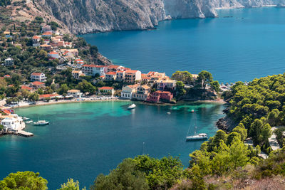 High angle view of bay