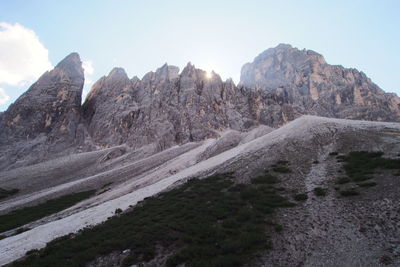 Scenic view of landscape and mountains against sky