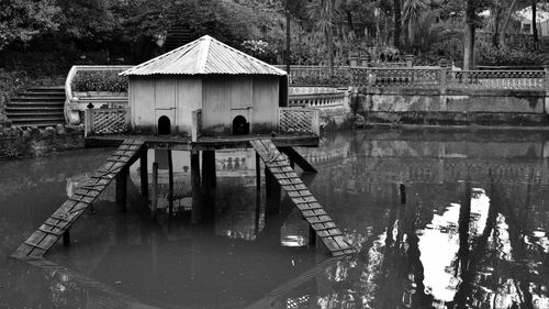 View of bridge over lake