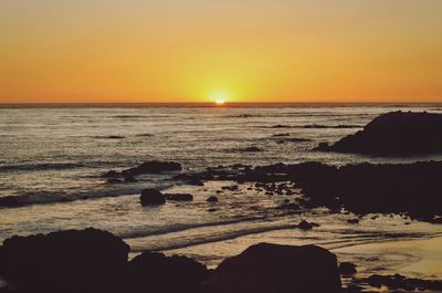 Scenic view of sea at sunset