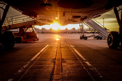 View of airplane at sunset