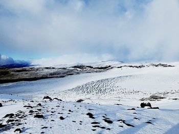 Scenic view of snowcapped mountain against sky