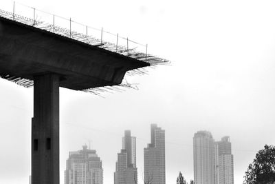 Low angle view of buildings against sky in city