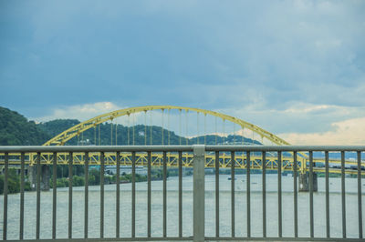 Bridge over sea against sky