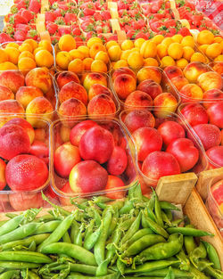 High angle view of fruits for sale in market