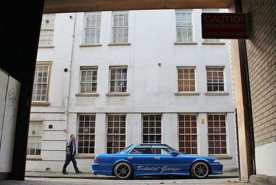 Cars parked in front of building