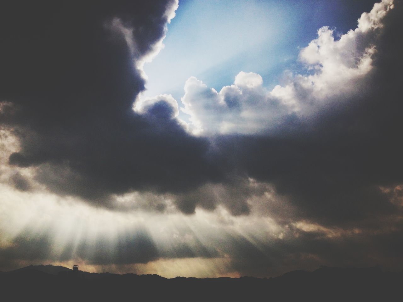 sky, cloud - sky, cloudy, scenics, tranquility, beauty in nature, tranquil scene, cloudscape, nature, weather, cloud, overcast, silhouette, low angle view, landscape, idyllic, storm cloud, mountain, outdoors, dramatic sky