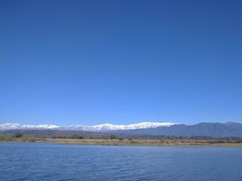 Scenic view of sea against clear sky