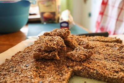 Close-up of food on table