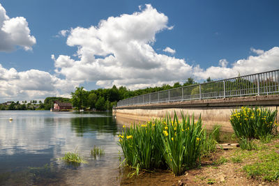 Bridge over river against sky