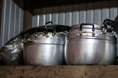Close-up of cooking pan on table at home
