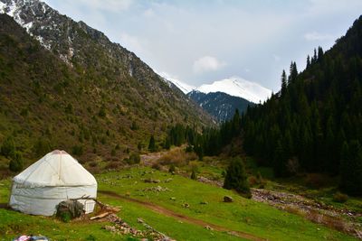 Scenic view of mountains against sky