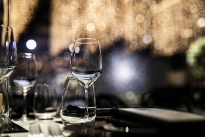 Close-up of beer in glass on table