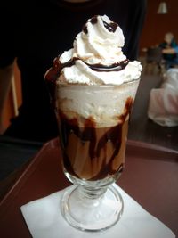 Close-up of ice cream on table