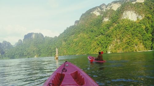 View of boats in river