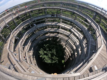 High angle view of spiral staircase of building