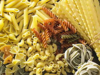 Directly above shot of various pastas
