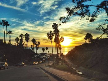 View of road at sunset