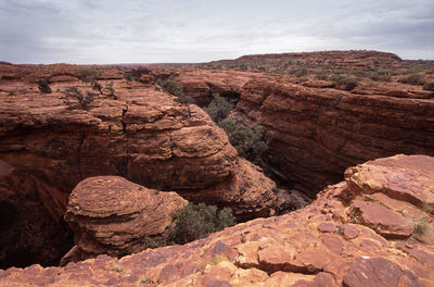 High angle view of rock formations at kings canyon