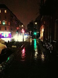 Wet road in city during rainy season