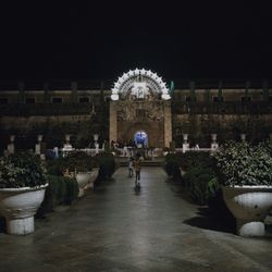 Illuminated building at night