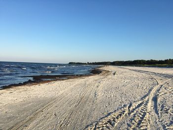 Scenic view of sea against clear sky