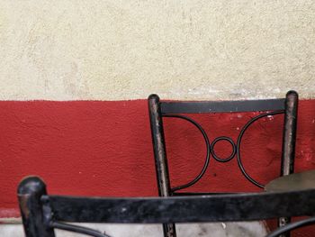 Close-up view of red wall