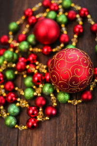 Close-up of christmas tree on table