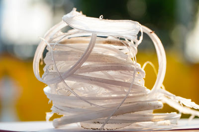 Close-up of ice cream on table