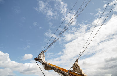 Low angle view of sailboat against sky