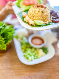 Close-up of meal served in bowl