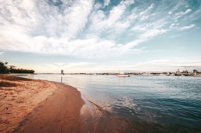 Scenic view of beach against sky