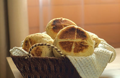 Close-up of bread on table