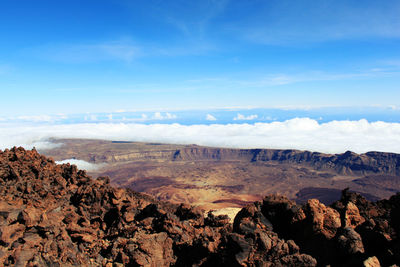 Scenic view of landscape against cloudy sky