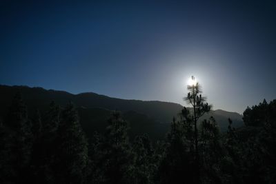 Scenic view of silhouette mountain against clear sky