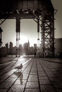 Woman walking in city