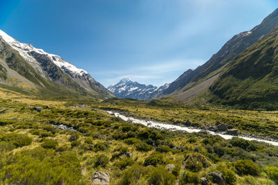 Scenic view of mountains at mount cook national park