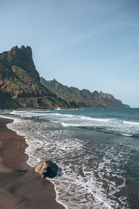 Scenic view of sea against clear sky